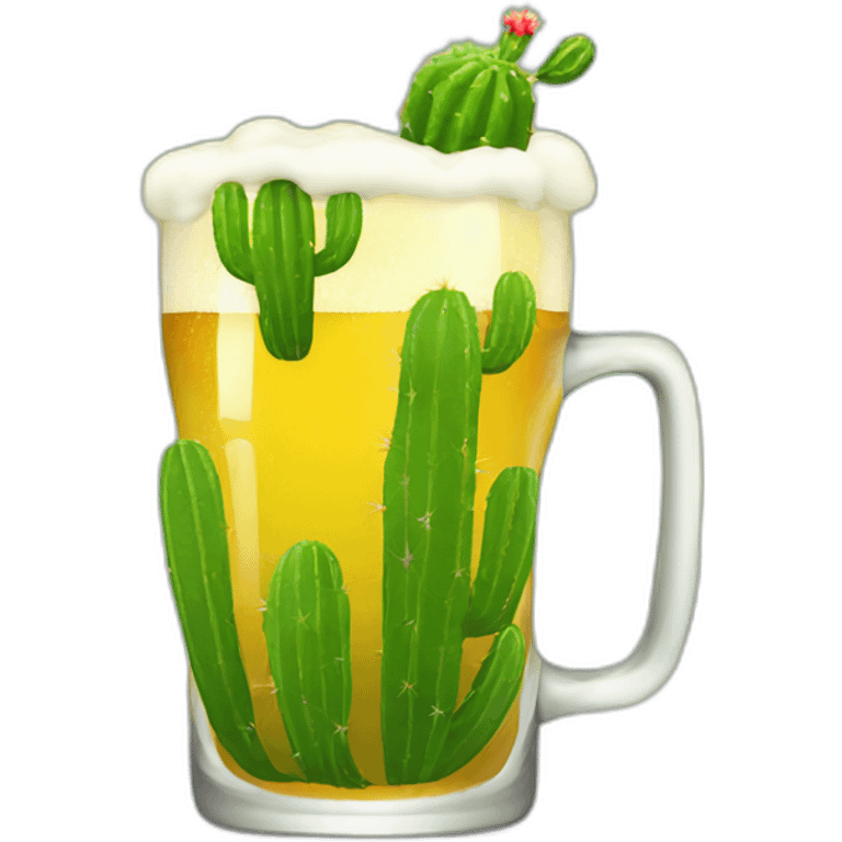 Cactus drinks beer emoji