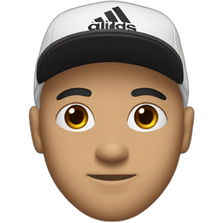 man with a black adidas cap with white logo emoji