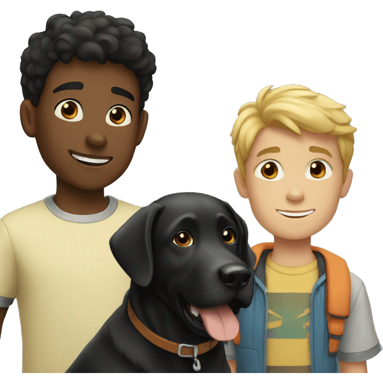 Bonde boy and black labrador emoji