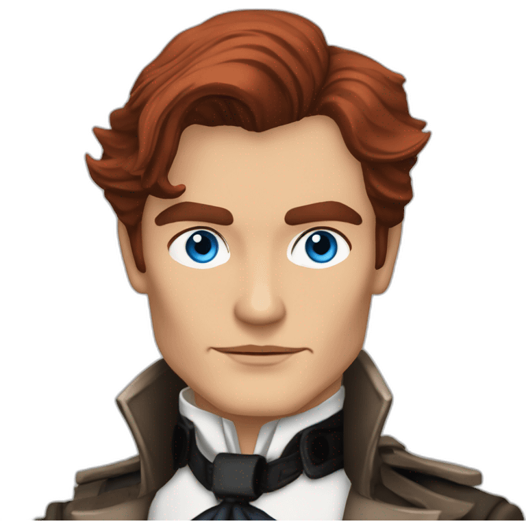 Alain delon steampunk detective blue eyes red hair emoji