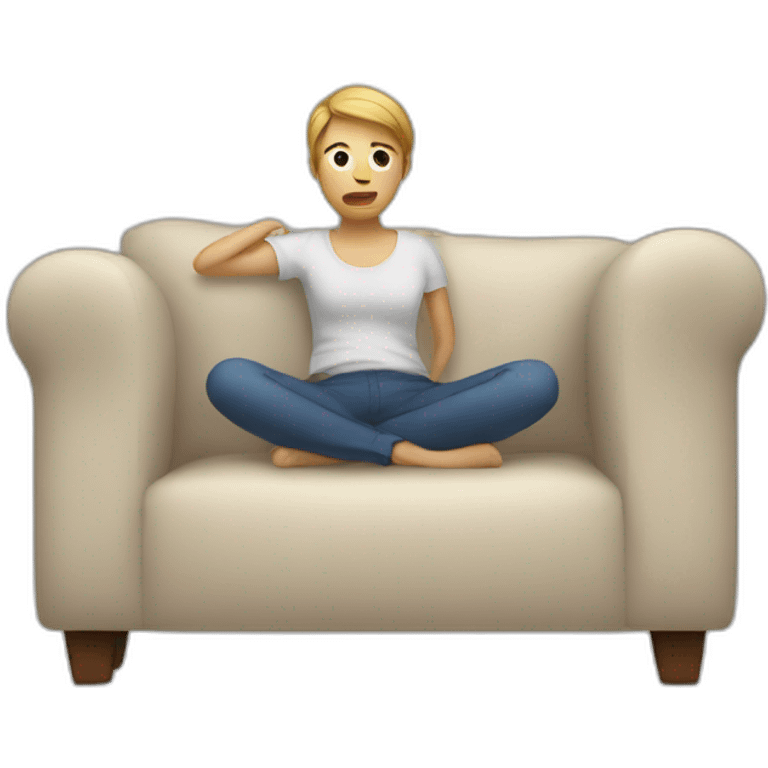 a person complaining about sitting on a sofa emoji