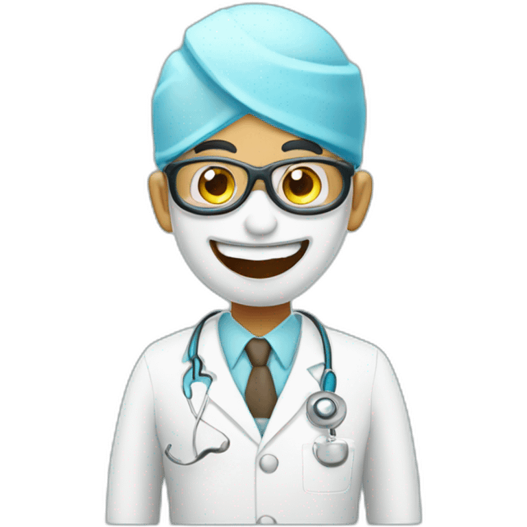 bald indian dentist giving thumbs up with eye lens emoji