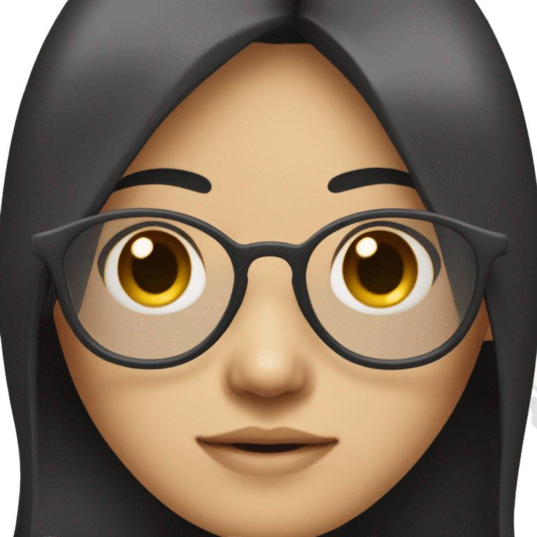 asian girl with dark hair and dark glasses emoji