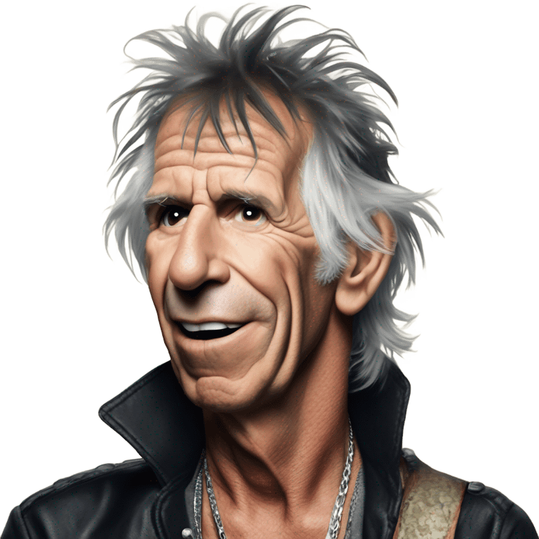 Keith Richards cinta en la cabeza, lauhing out loud emoji