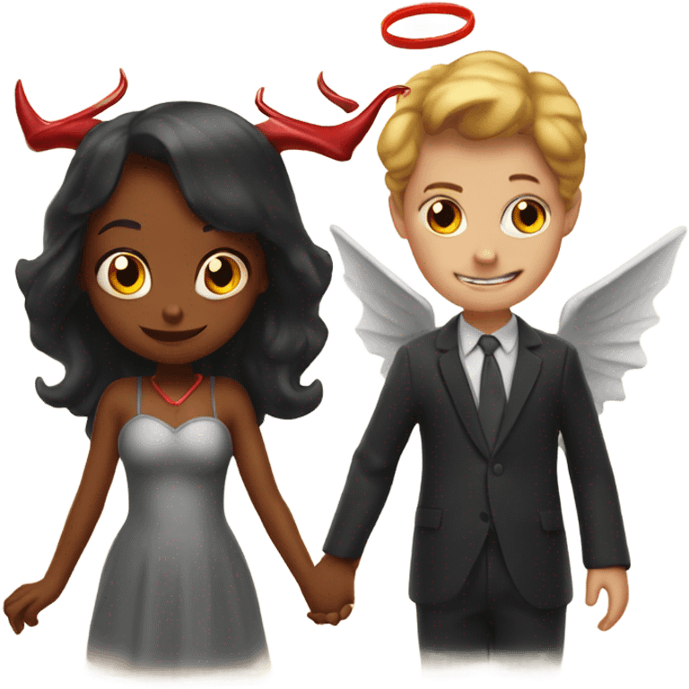 Girl devil with boy angel emoji