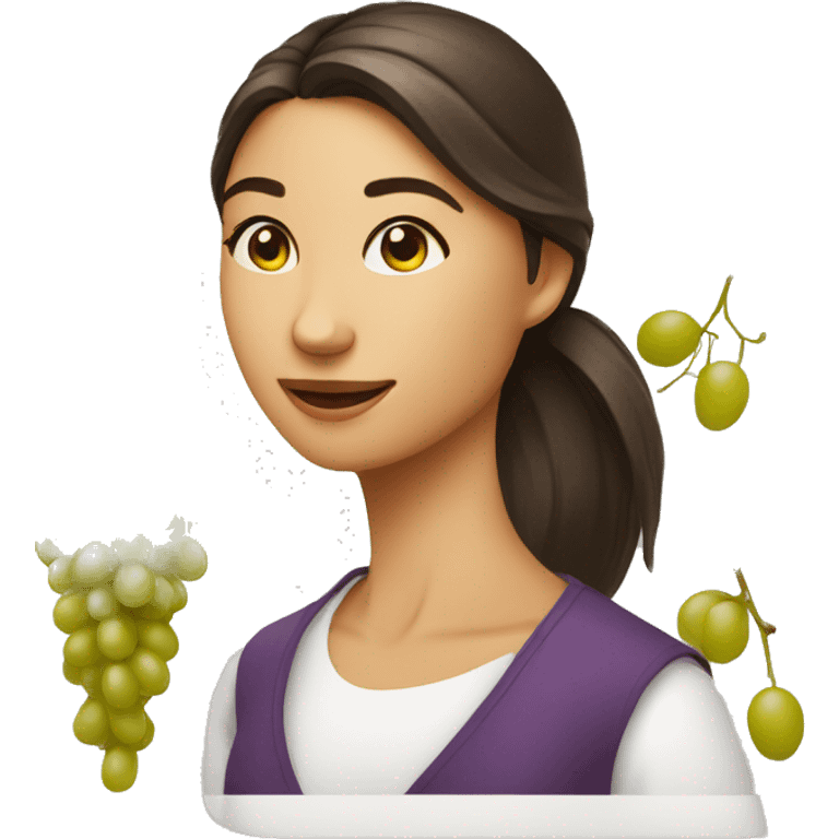 Winemaker young woman grape emoji