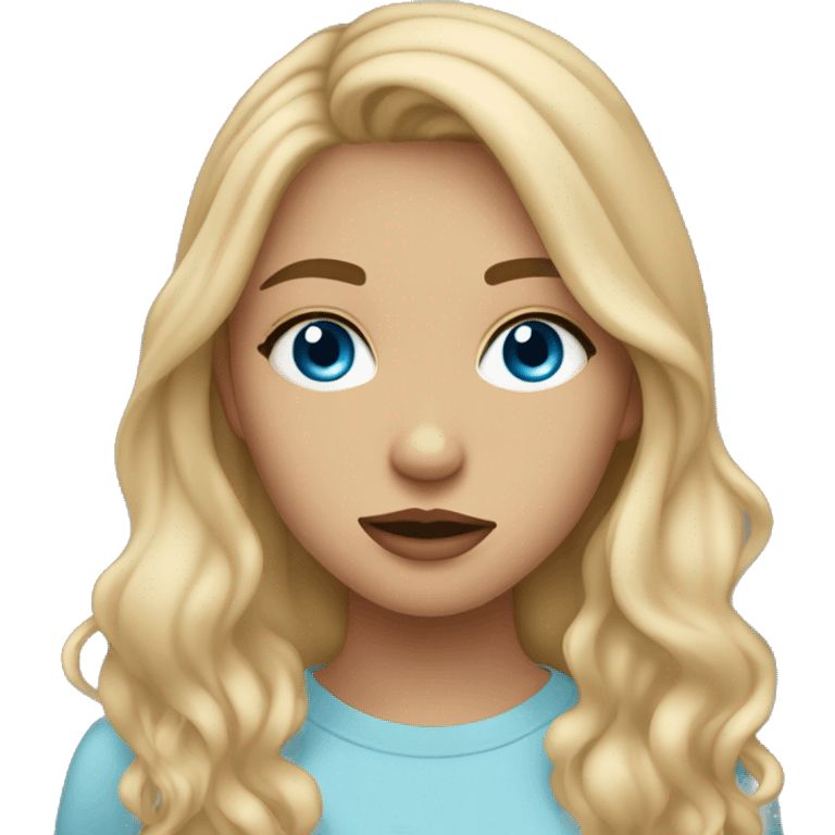 a teenage girl with blue eyes dirty blonde hair and light tan skin blowing a kis emoji