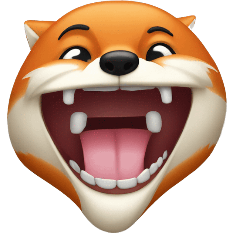 the biting lip emoji mixed with a fox that is winking  emoji