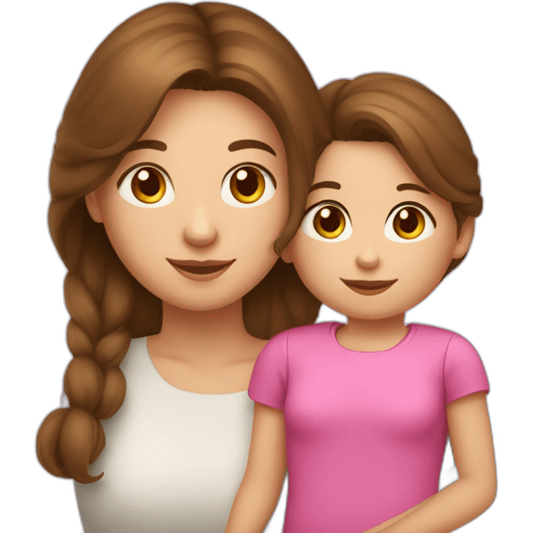 Mom and daughter three years old from Russia with brown hair emoji