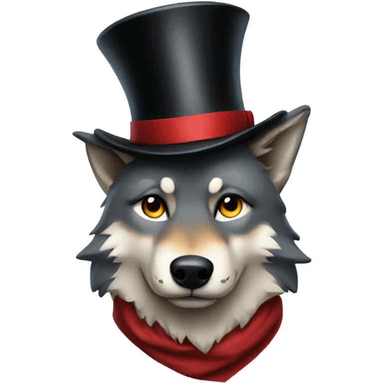 Wolf wearing a top hat emoji