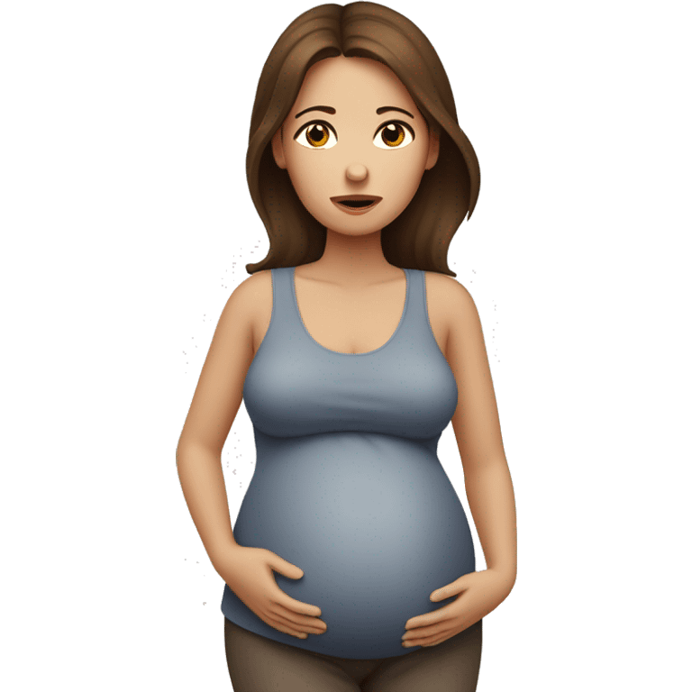 tired pregnant woman with brown hair cold emoji