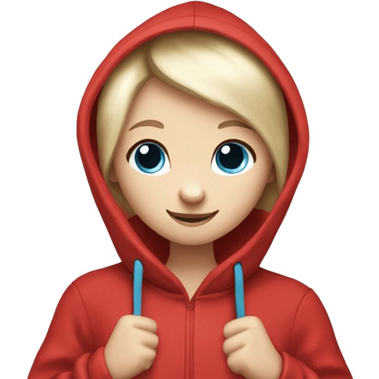 Ferret in hands of a blond girl with blue eyes in red hoodie  emoji