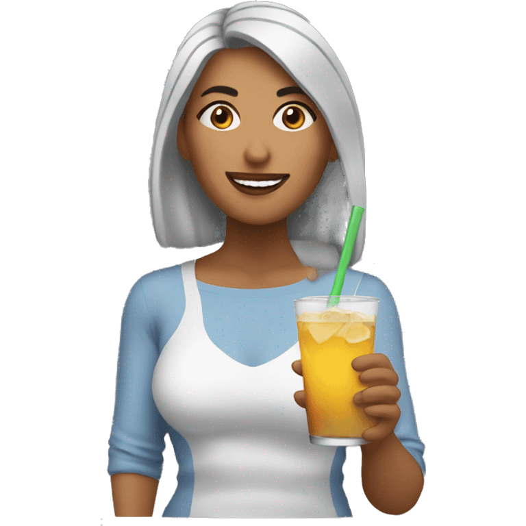 Latina enjoying drink emoji