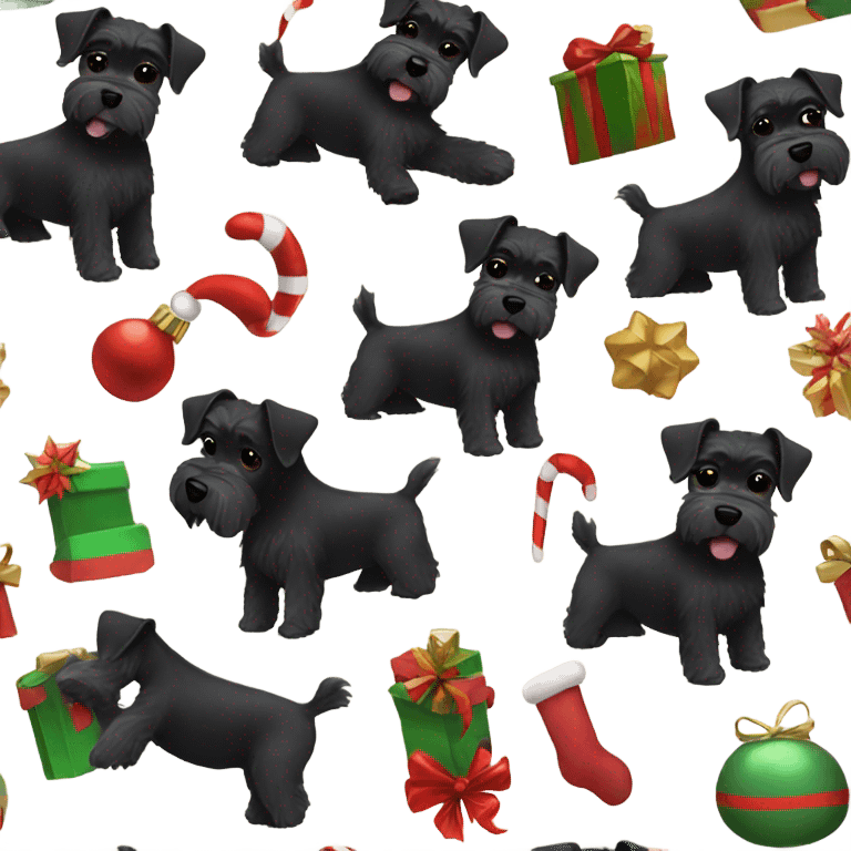 Black schnauzer Christmas  emoji