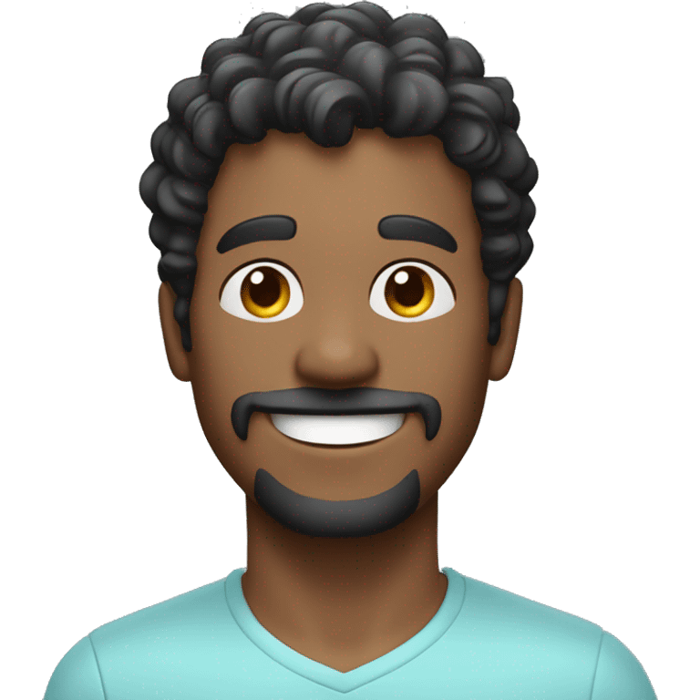 Happy smiling man with dark salt and pepper wavy hair and light goatee emoji