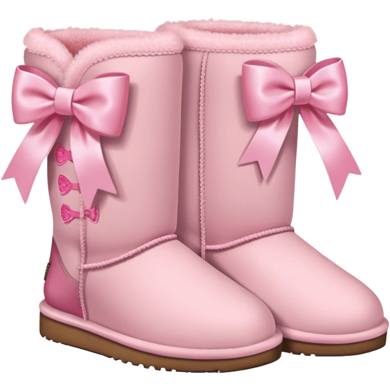 2 light pink Uggs with 2 light pink bows emoji