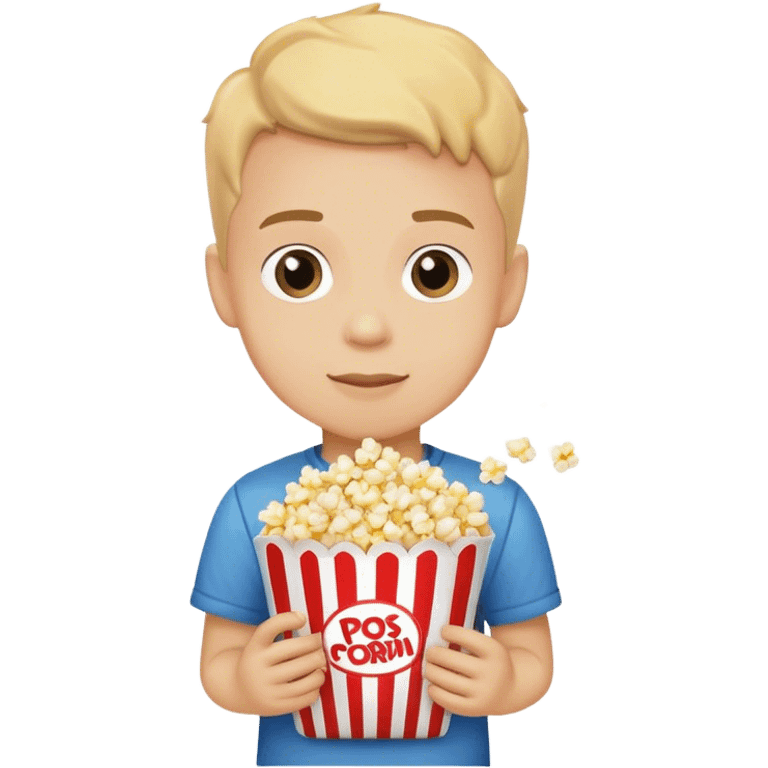 Boy holding a popcorn bag emoji