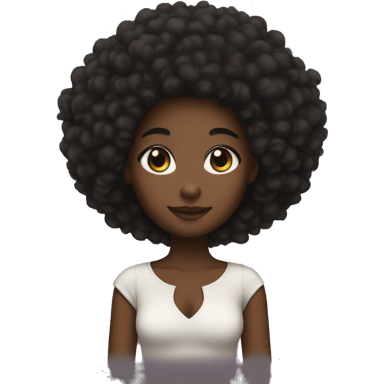 black girl with natural afro emoji