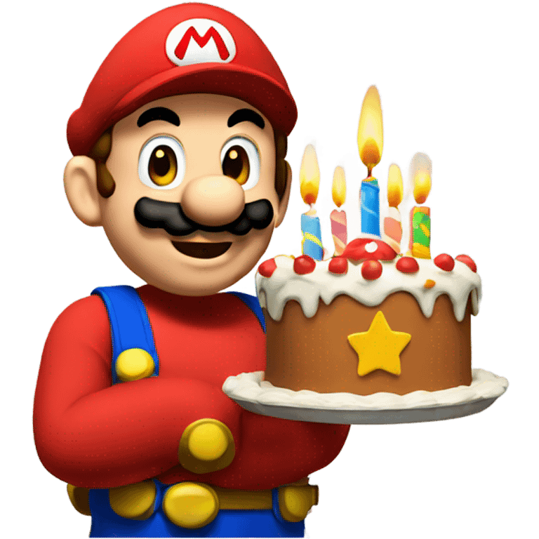 Mario with birthday cake emoji