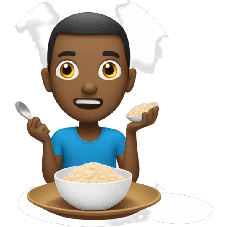 hungry person eating oatmeal emoji