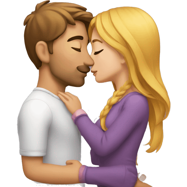 man kisses girl emoji