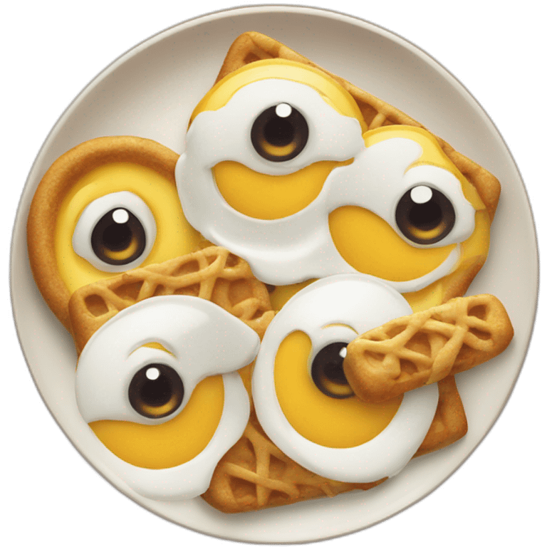 Emoji of eager eyes peering at a plate full of tasty treats emoji