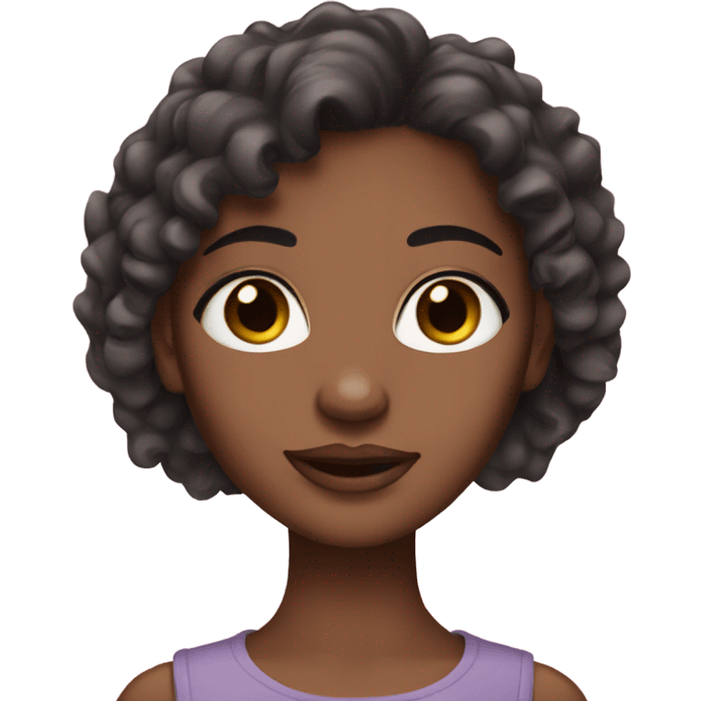 Create a girl with brown skin straight dark brown hair wearing lashes emoji