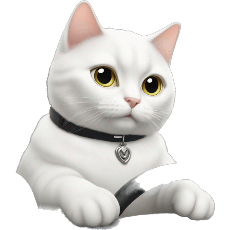 White British cat is driving car emoji