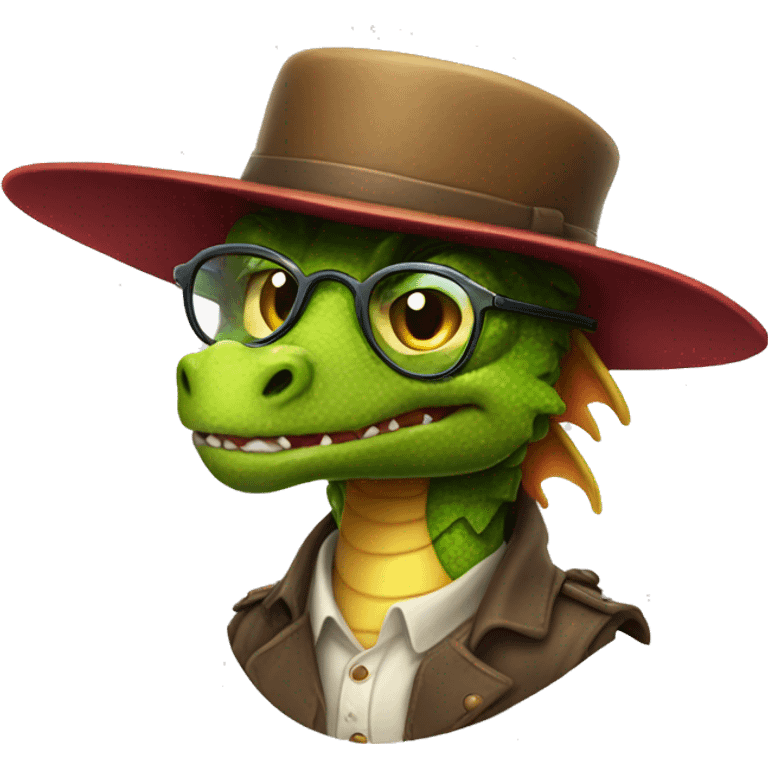 dragon avec chapeau et lunette emoji