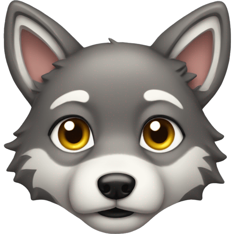 Cute wolf with a bow emoji