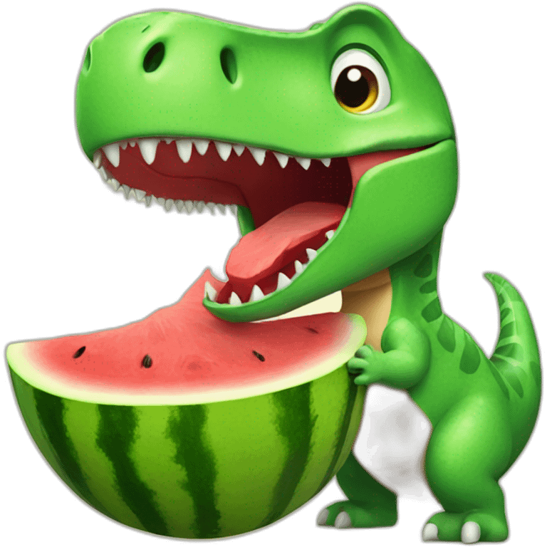 dinosaur eating watermelon emoji