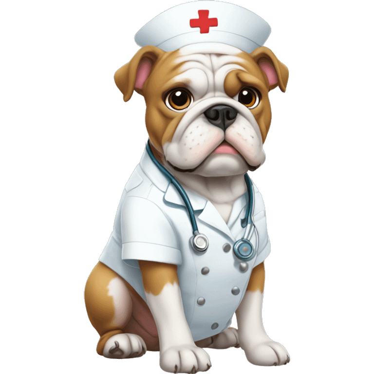 bulldog com roupa de nurse emoji