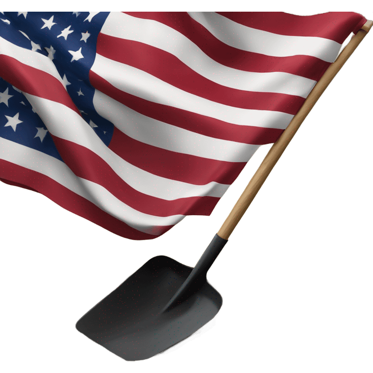 Large American Flag attached to one smaller black shovel in the ground   emoji