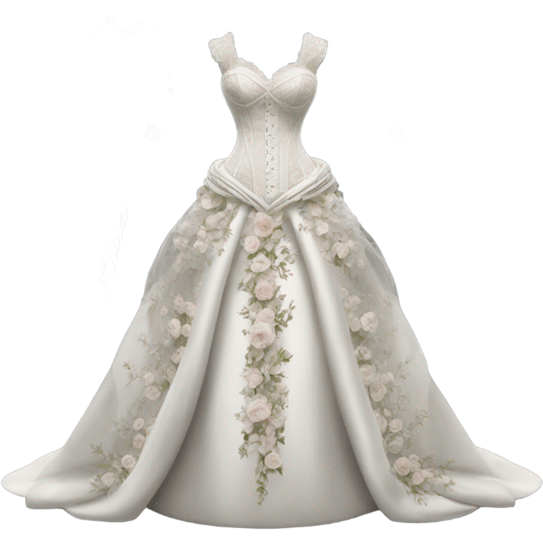 Hyper Realistic ornate corset Wedding dress displays with flowers  emoji