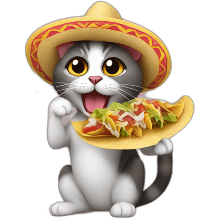 Mexican cat eating tacos emoji