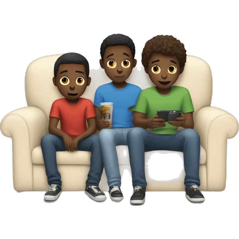 Two boys at home on couch watching Netflix  emoji