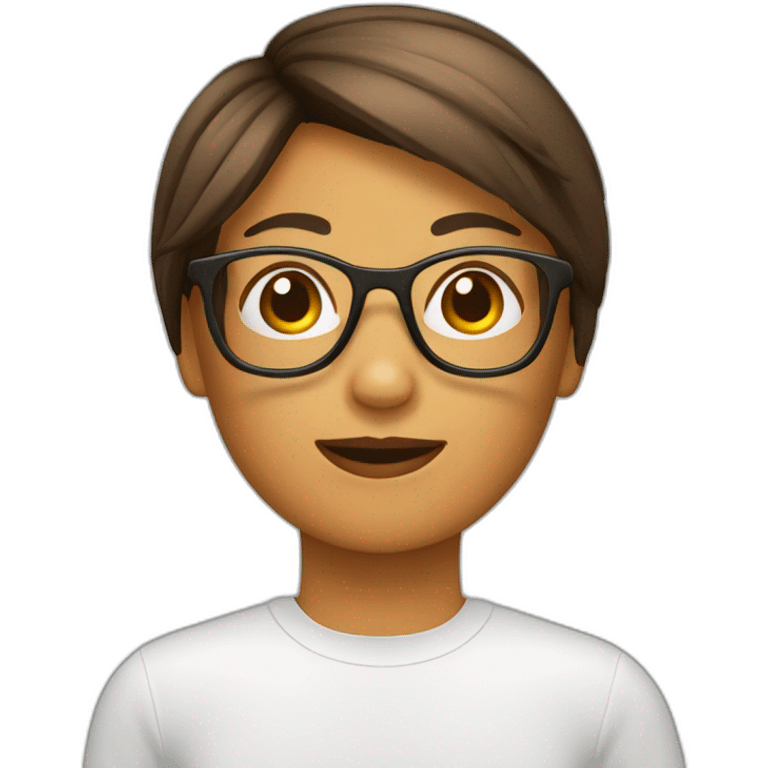 Chica pelo corto y marrón con gafas emoji