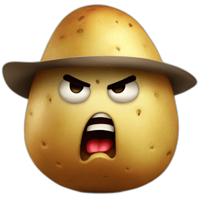 Angry potato with a gun emoji