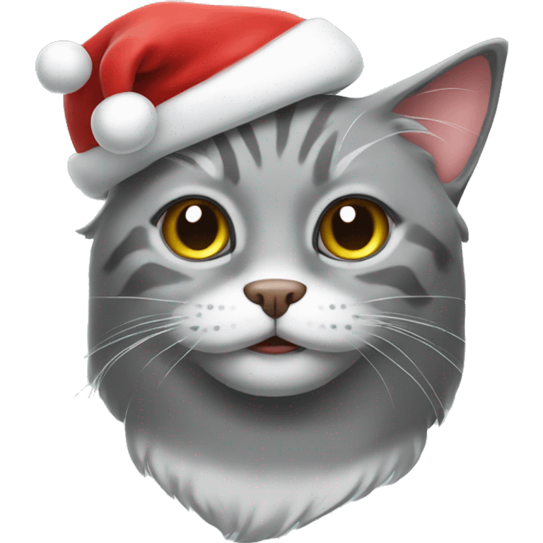 Gray Cat with Santa hat emoji