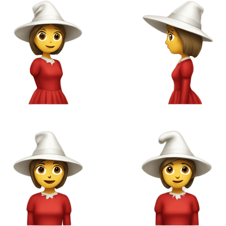 Lady in red dress and white pilgrim hat emoji