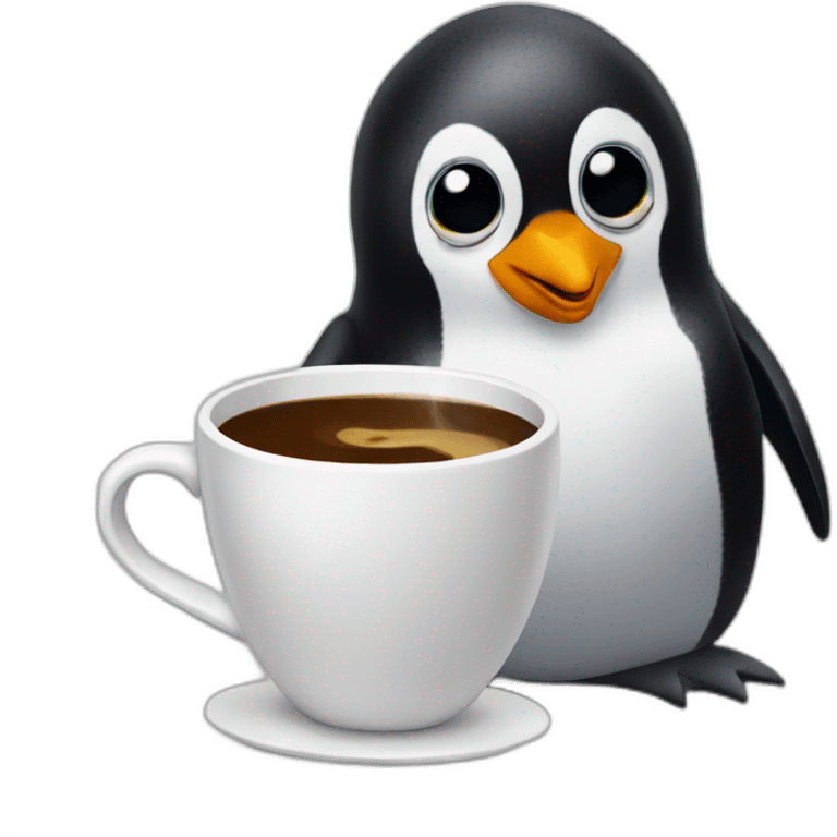 Penguin sipping coffee emoji