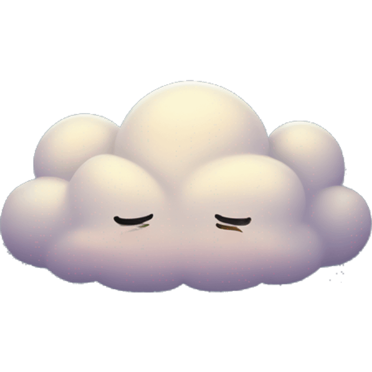 Create an emoji depicting a mystical cloud floating in a night sky, softly glowing with the light of the moon. Tiny, cute stars twinkle around the cloud, and the entire scene is surrounded by an aura of calm and mystery emoji