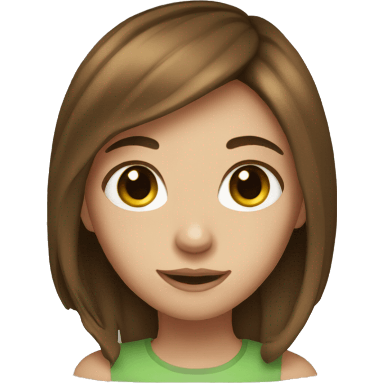 girl with brown hair and eyes green emoji