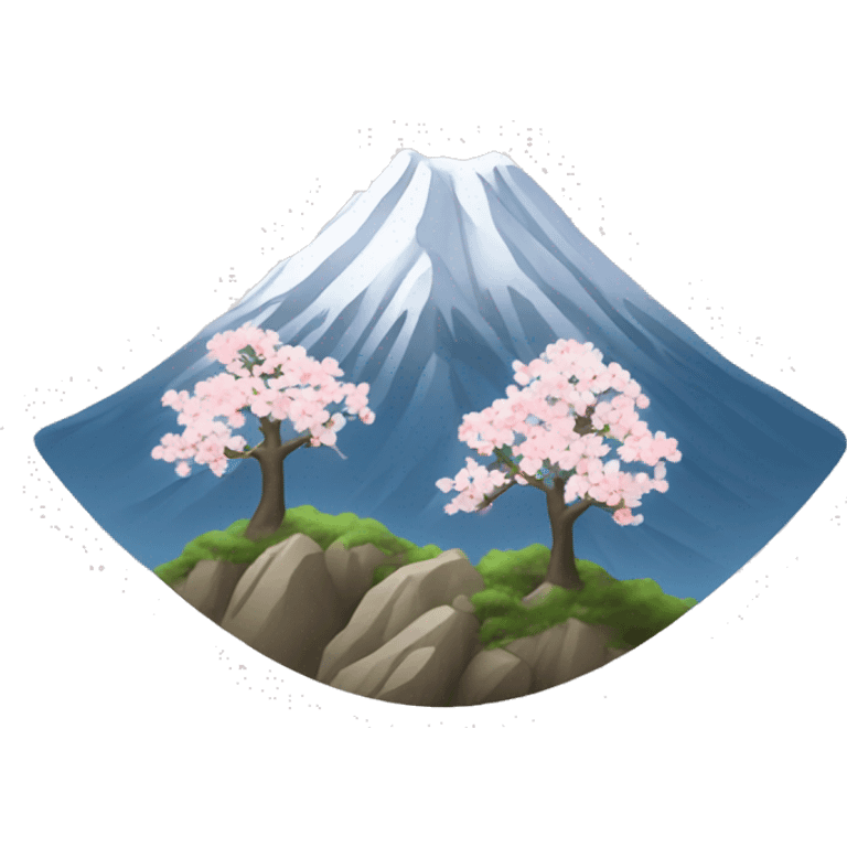 Create an emoji with the image of Mount Hallasan, symbolizing the nature of South Korea. Add pine trees or cherry blossoms for detail emoji