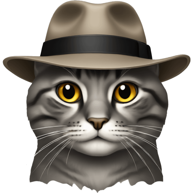 Un chat avec un chapeau noir emoji