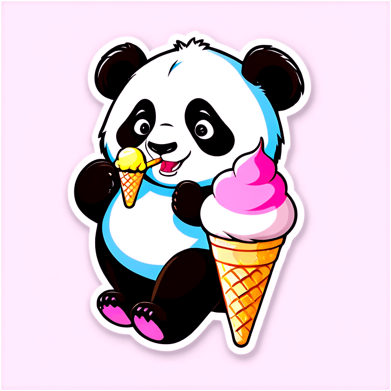 Panda eating ice cream emoji