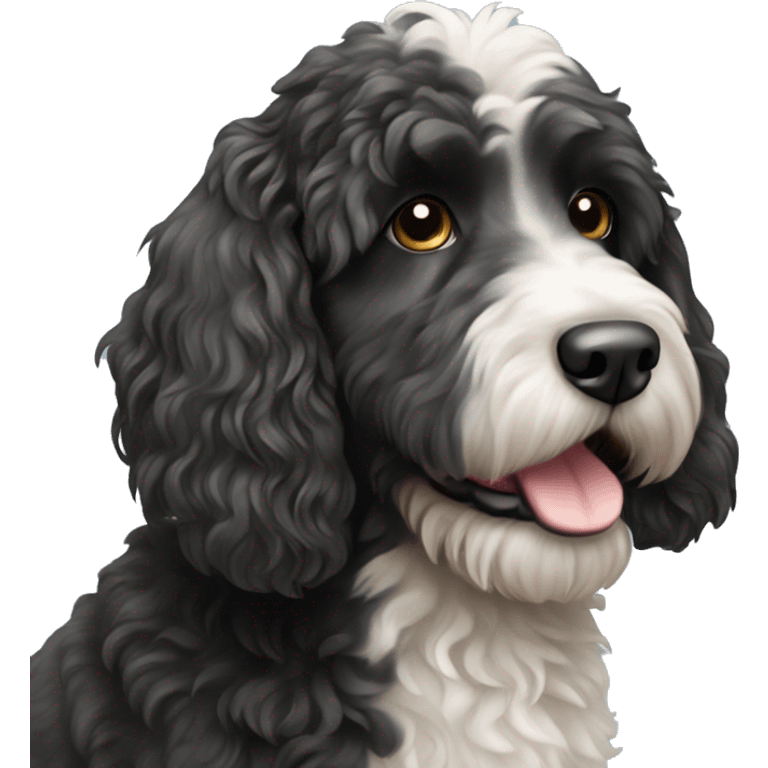 Black and white labradoodle emoji