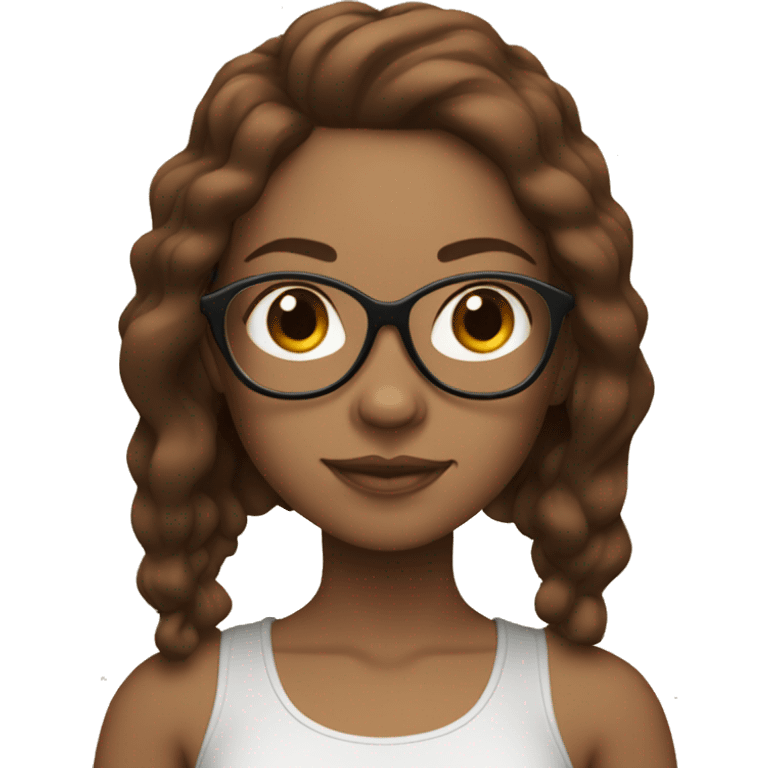 Yoga girl with glasses light skin dark brown hair with ginger ends emoji