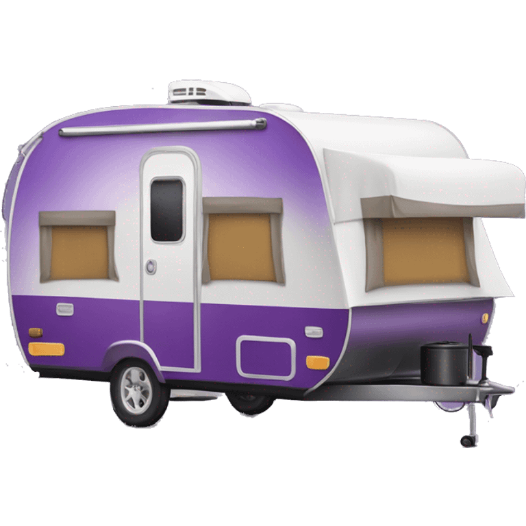 Realistic purple camping trailer isolated.  emoji