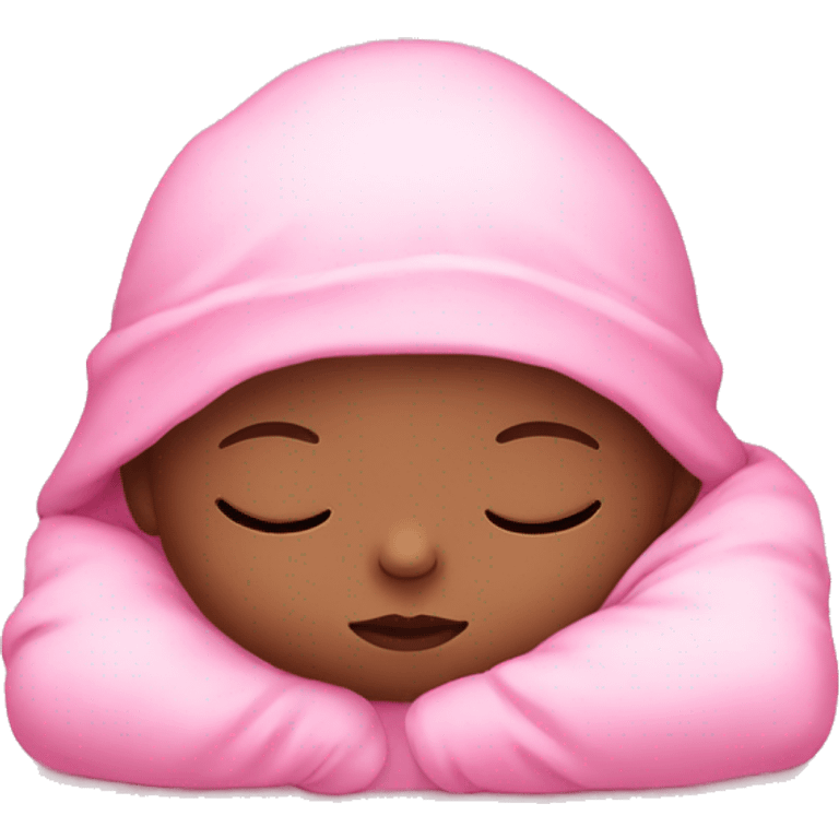 Cute baby sleeping with a pink clothes emoji